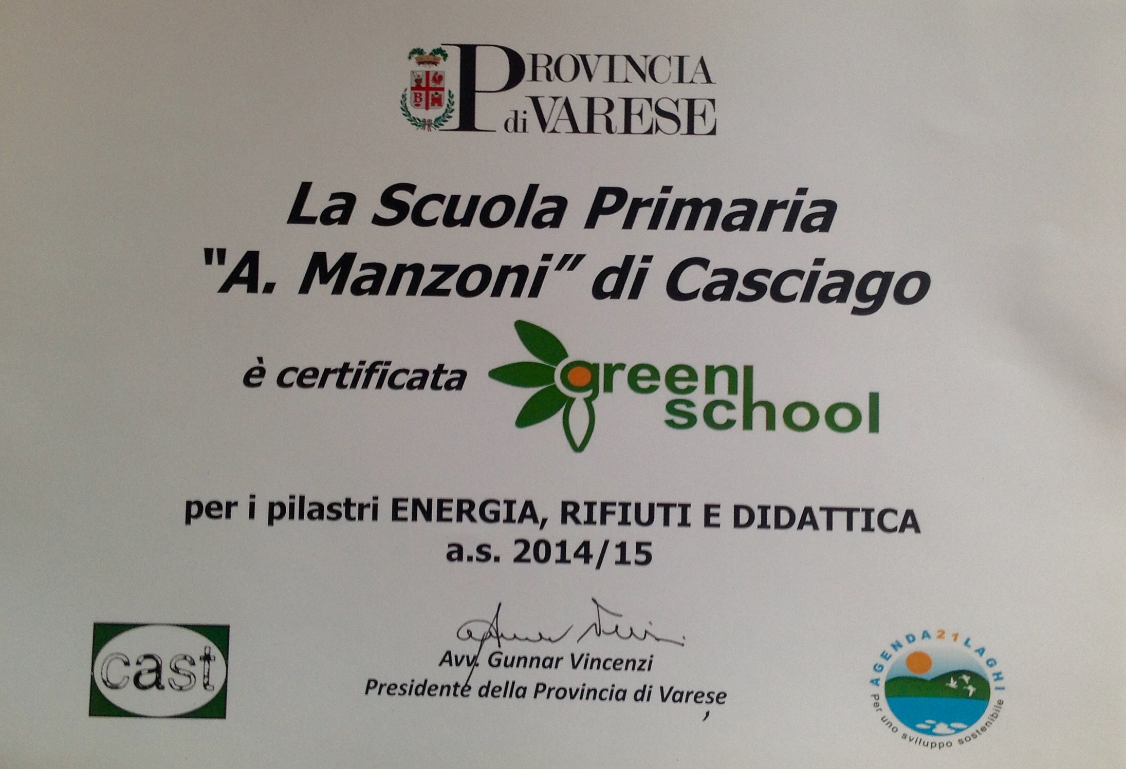 Certificato green school